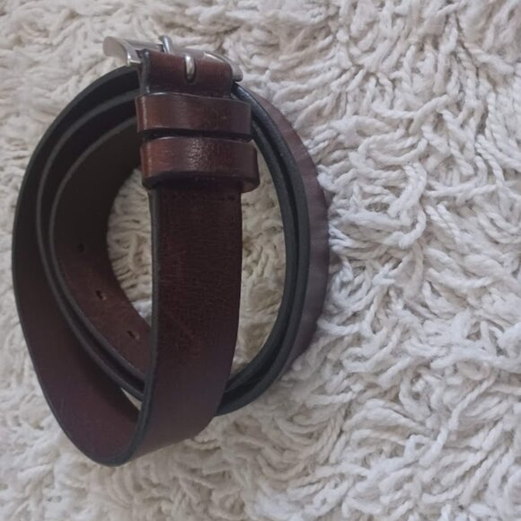 Vintage Structure Leather Belt Men 40 Brown Italian Leather USA Made - Picture 4 of 8